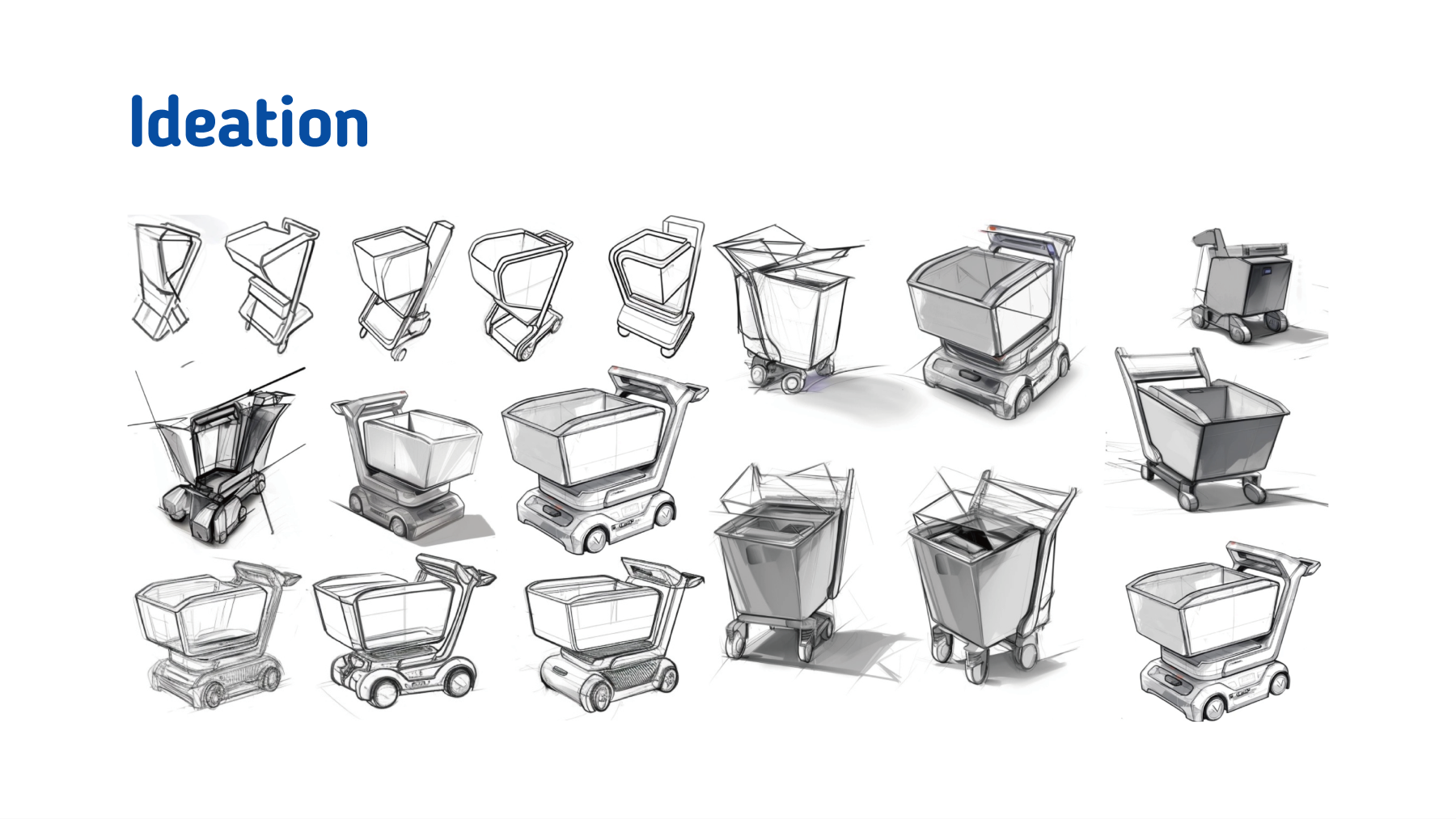 Early smart-cart form exploration and concept sketches